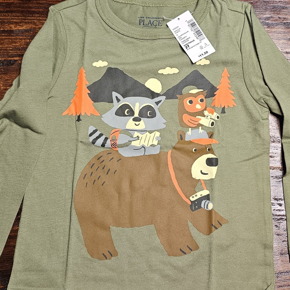 The Children's Place Olive Animal Adventure Long Sleeve Tee